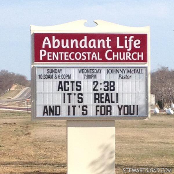 Church Sign for Abundant Life Pentecostal Church