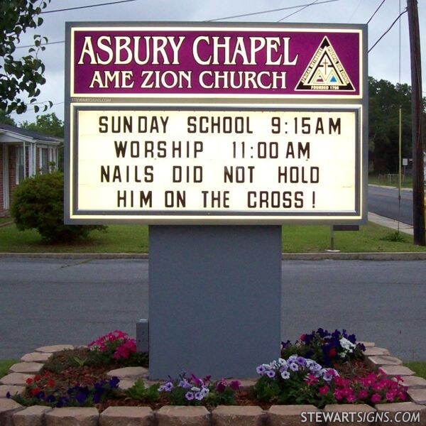 Church Sign for Asbury Chapel African Methodist Episcopal Zion Church