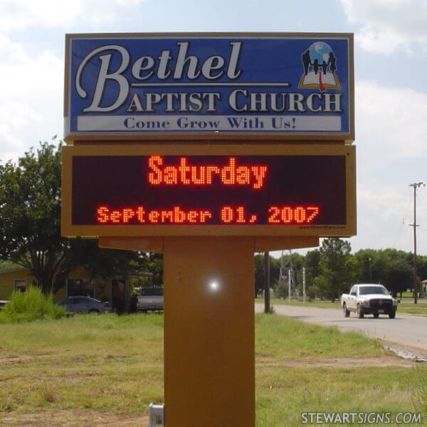 Church Sign for Bethel Baptist Church