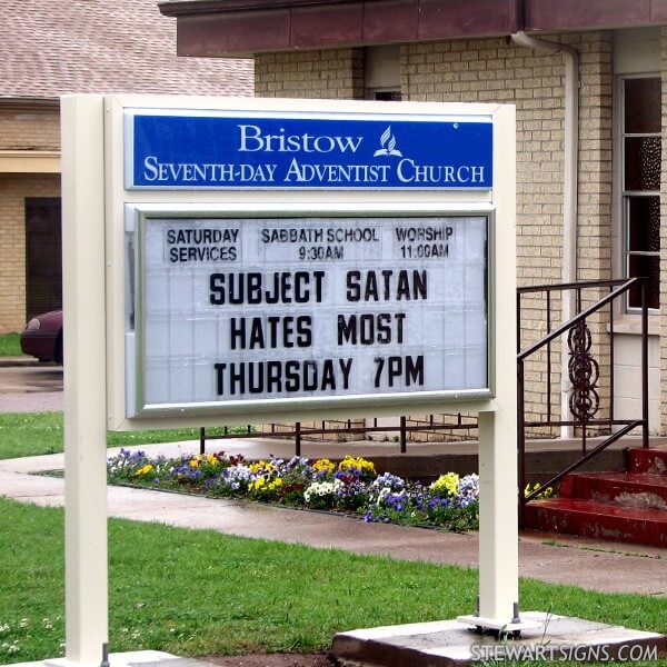 Church Sign for Bristow Seventh-day Adventist Church