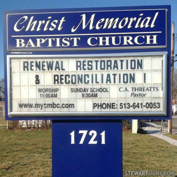 Church Sign for Christ Memorial Baptist Church