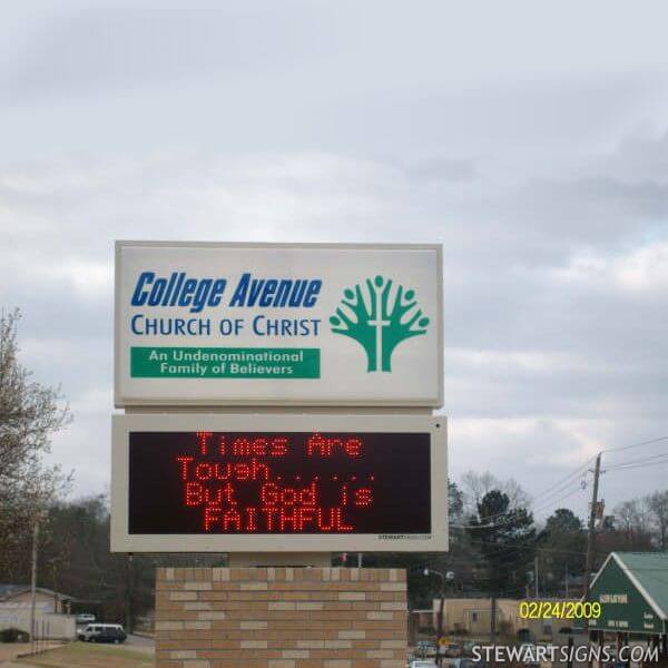 Church Sign for College Avenue Church of Christ