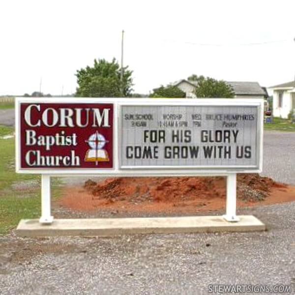 Church Sign for Corum Baptist Church Corum OK