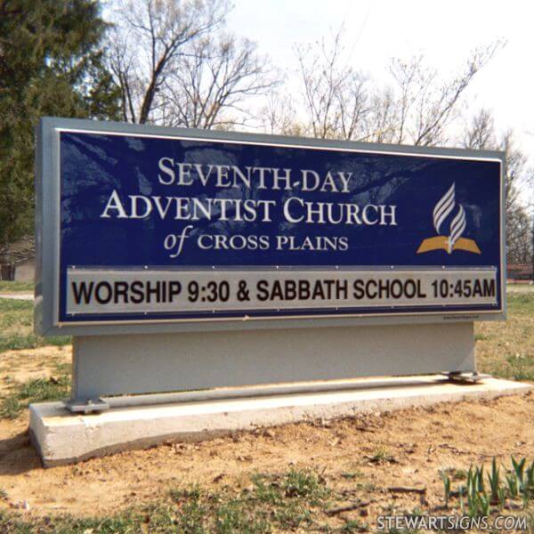 Church Sign for Seventh-day Adventist Church of Cross Plains