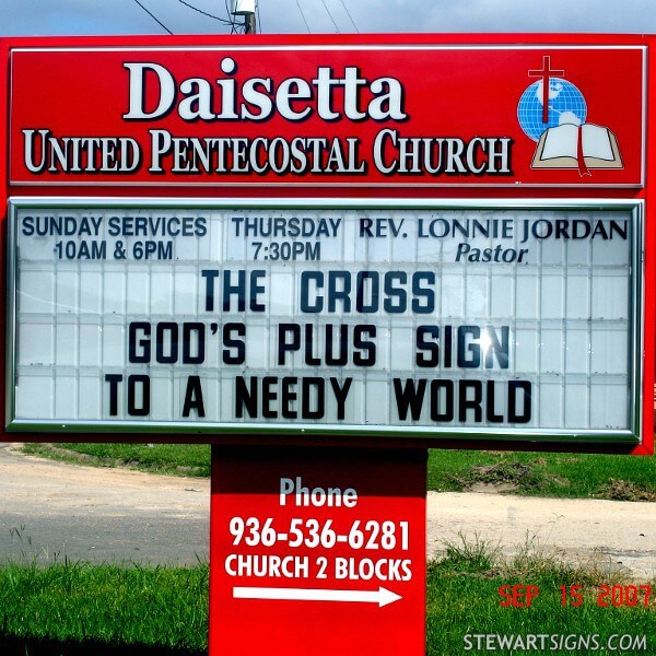 Church Sign for Daisetta United Pentecostal Church