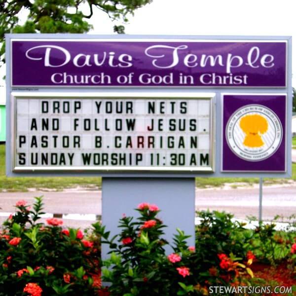 Church Sign for Davis Temple Church of God in Christ