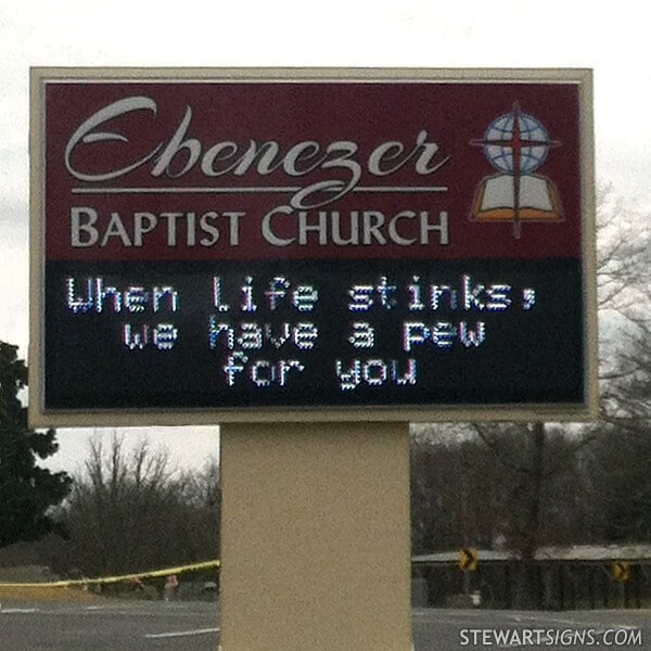 Church Sign for Ebenezer Baptist Church