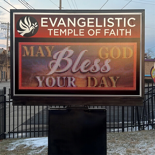 Church Sign for Evangelistic Temple of Faith