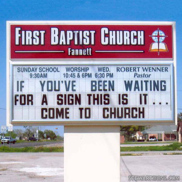 Church Sign for Fannett First Baptist Church Beaumont TX