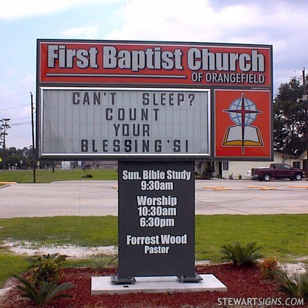 Church Sign for First Baptist Church - Orangefield - Orange, TX