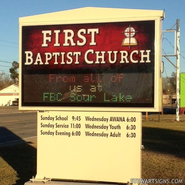 Church Sign for First Baptist Church of Sour Lake - Sour Lake, TX