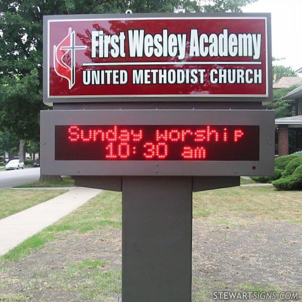 Church Sign for First Wesley Academy United Methodist Church