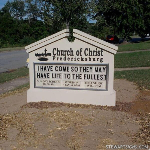 Church Sign for Fredericksburg Church of Christ VA