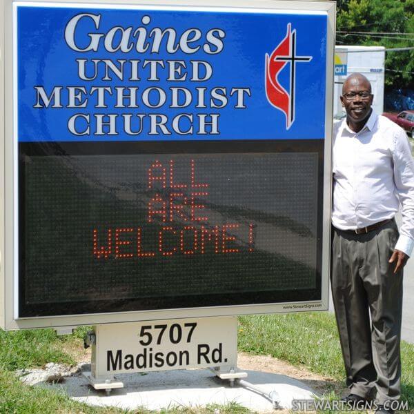 Church Sign for Gaines United Methodist Church