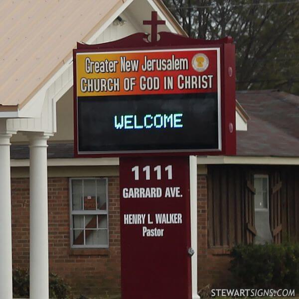 Church Sign for Greater New Jerusalem Church of God in Christ