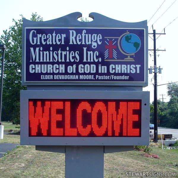 Church Sign for Greater Refuge Church of God in Christ MD