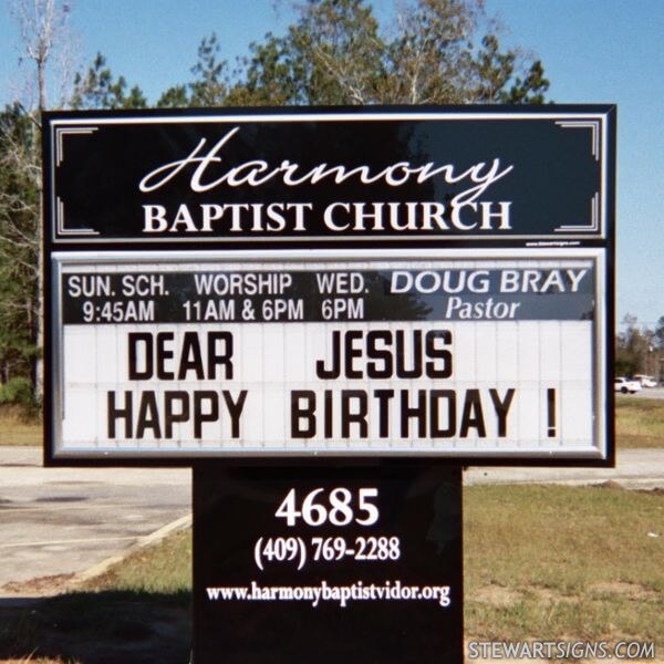 Church Sign for Harmony Baptist Church - Vidor, TX