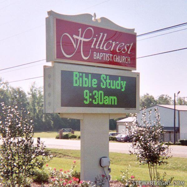 Church Sign for Hillcrest Baptist Church