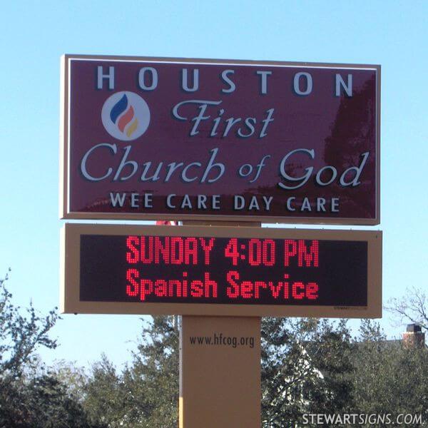 Church Sign for Houston First Church of God