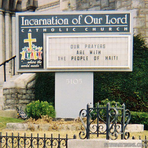 Church Sign for Incarnation of Our Lord Catholic Church