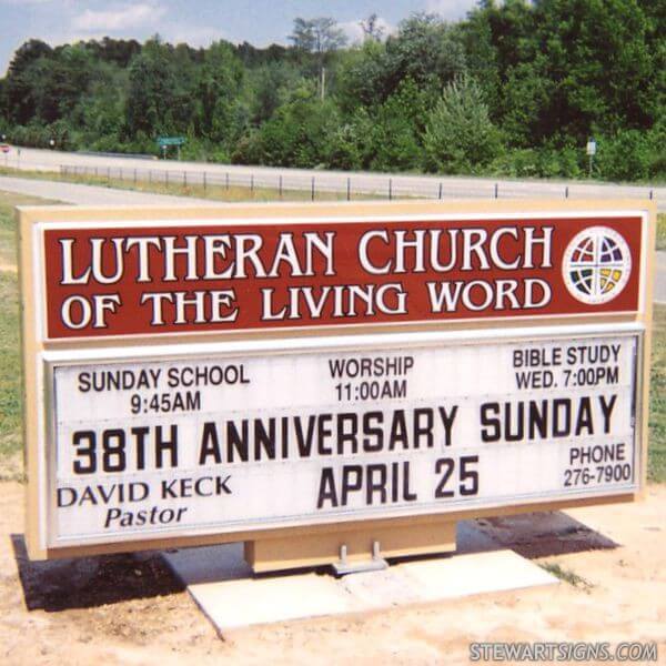 Church Sign for Lutheran Church of the Living Word