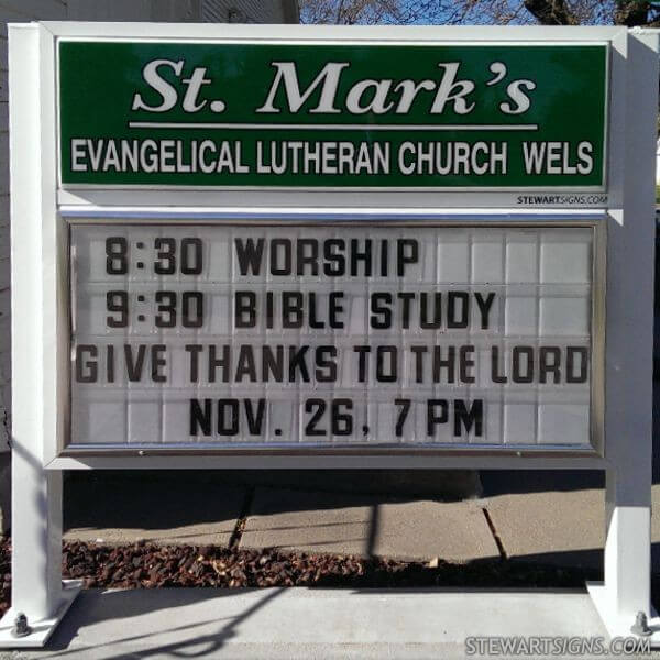 Church Sign for St. Mark's Evangelical Lutheran Church Wels