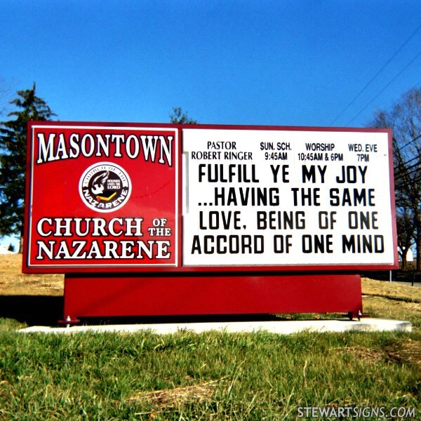 Church Sign for Masontown Church of the Nazarene