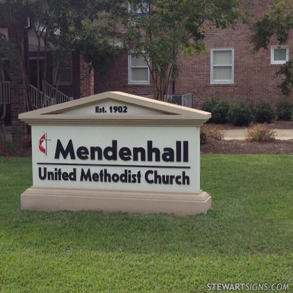 Church Sign for Mendenhall United Methodist Church