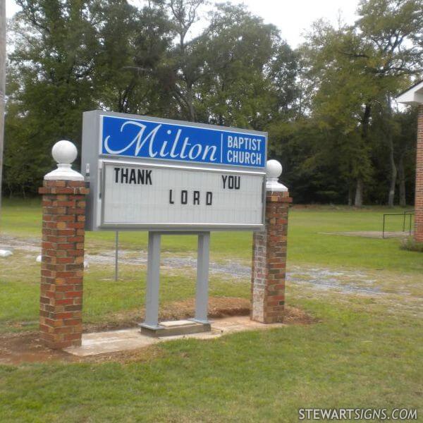 Church Sign for Milton Baptist Church