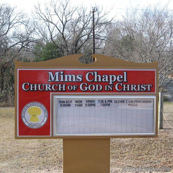 Church Sign for Mims Chapel Church of God in Christ