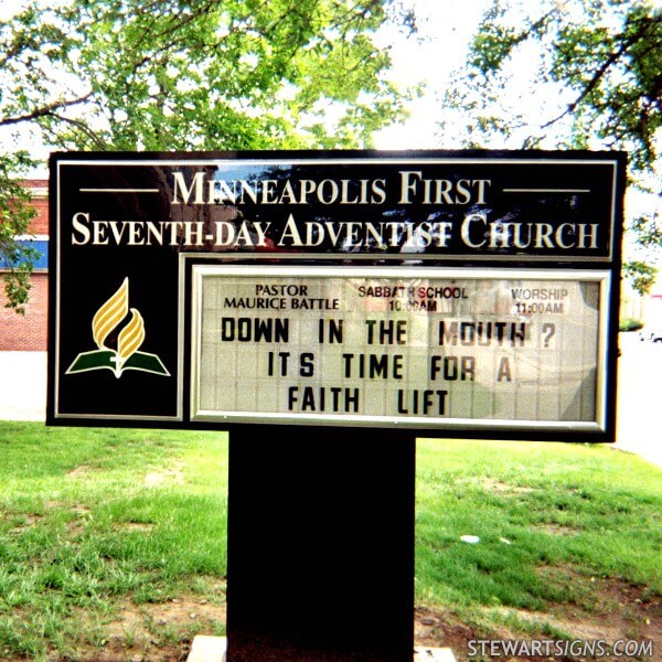 Church Sign for Minneapolis First Seventh-day Adventist Church