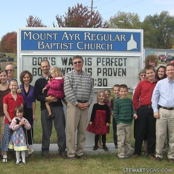 Church Sign for Mount Ayr Regular Baptist Church