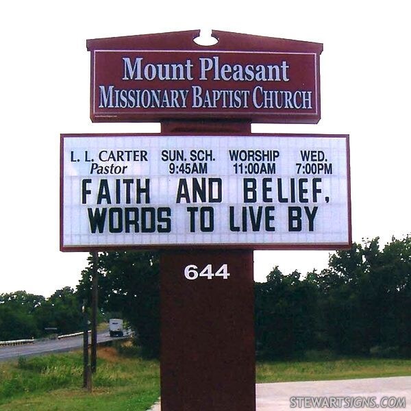 Church Sign for Mount Pleasant Missionary Baptist Church