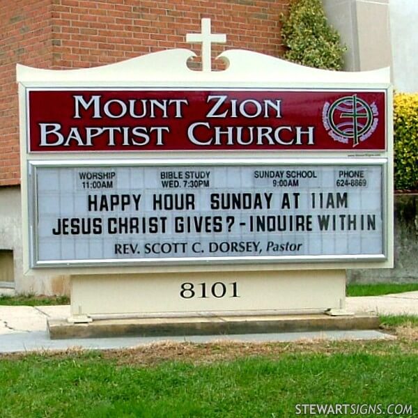 Church Sign for Mount Zion Baptist Church - Philadelphia, PA