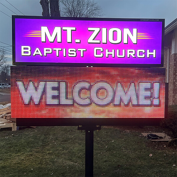 Church Sign for Mt Zion Baptist Church