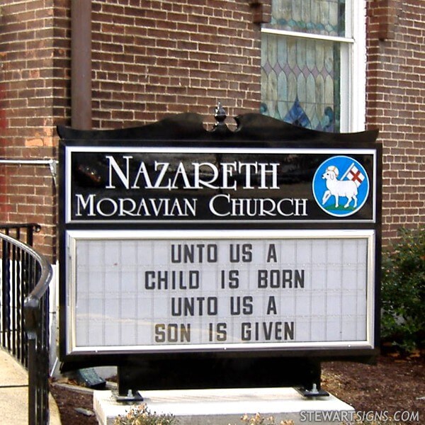 Church Sign for Nazareth Moravian Church