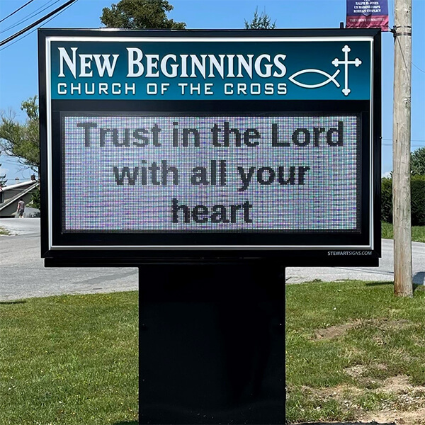 Church Sign for New Beginnings Church of the Cross