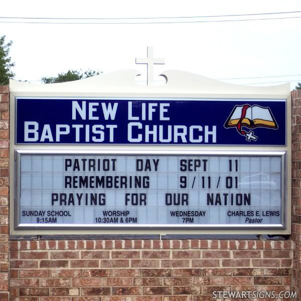 Church Sign for New Life Baptist Church - Converse, TX