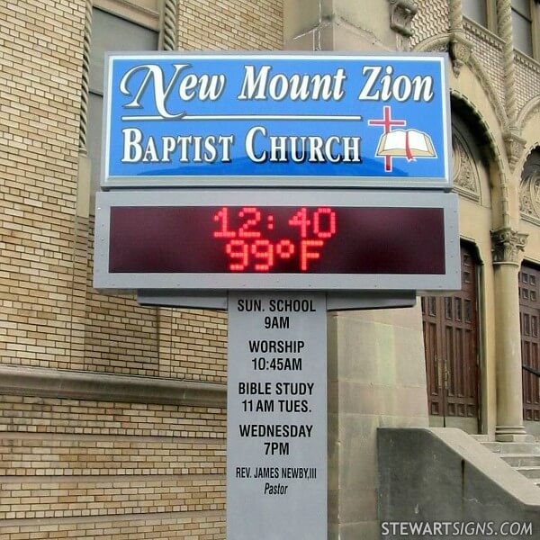 Church Sign for New Mount Zion Baptist Church