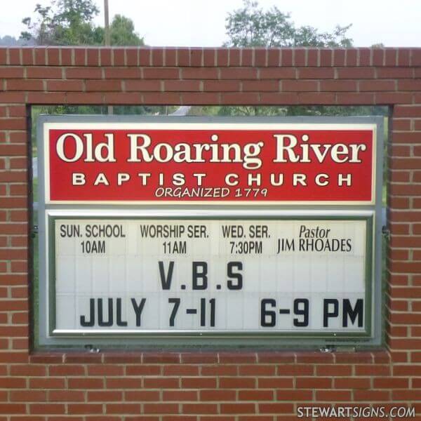 Church Sign for Old Roaring River Baptist Church