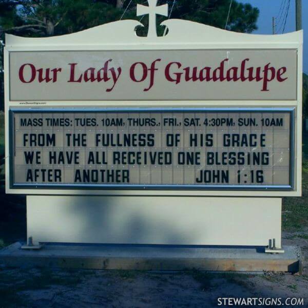 Church Sign for Our Lady of Guadalupe Catholic Church