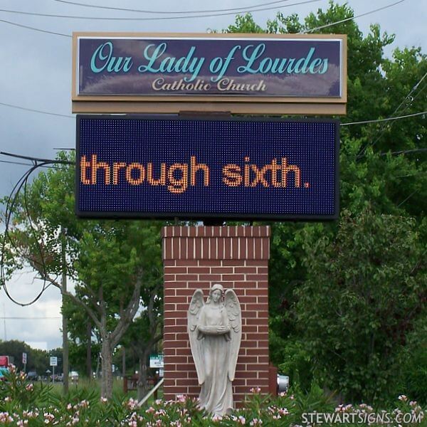 Church Sign for Our Lady of Lourdes Catholic Church