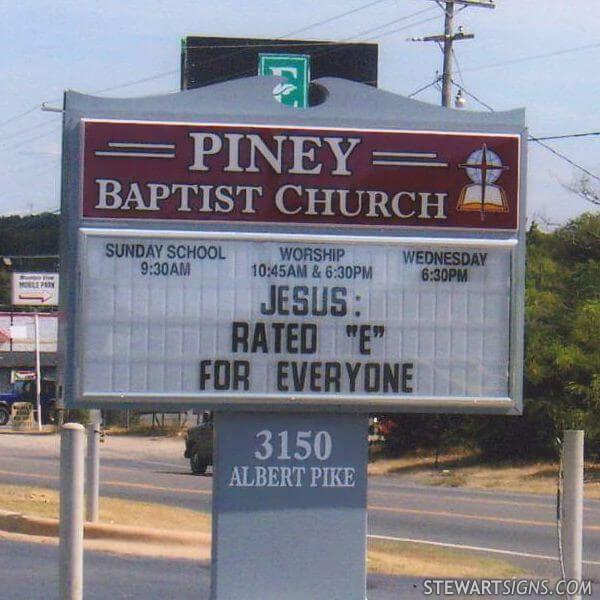 Church Sign for Piney Baptist Church - Hot Springs, AR