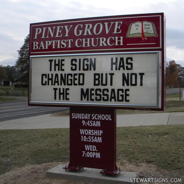 Church Sign for Piney Grove Baptist Church - Atlanta, TX