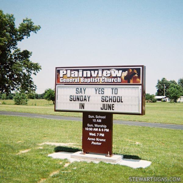 Church Sign for Plainview General Baptist Church