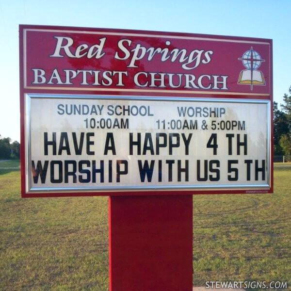 Church Sign for Red Springs Baptist Church