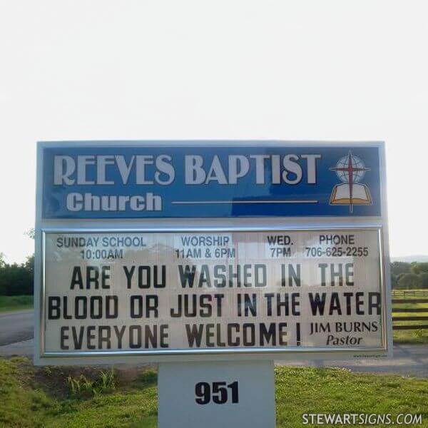 Church Sign for Reeves Baptist Church