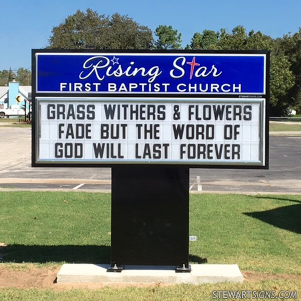 Church Sign for Rising Star First Baptist Church