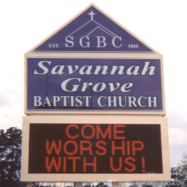 Church Sign for Savannah Grove Baptist Church