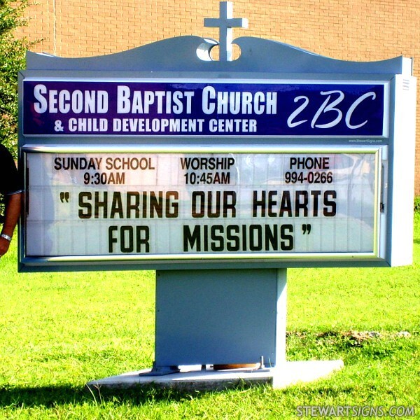 Church Sign for Second Baptist Church